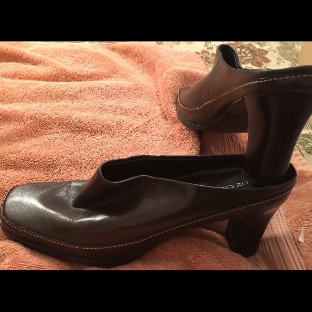 Liz Claiborne Black Leather Mules size 9
